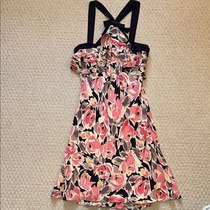 Floral Sleeveless Dress with Black Straps